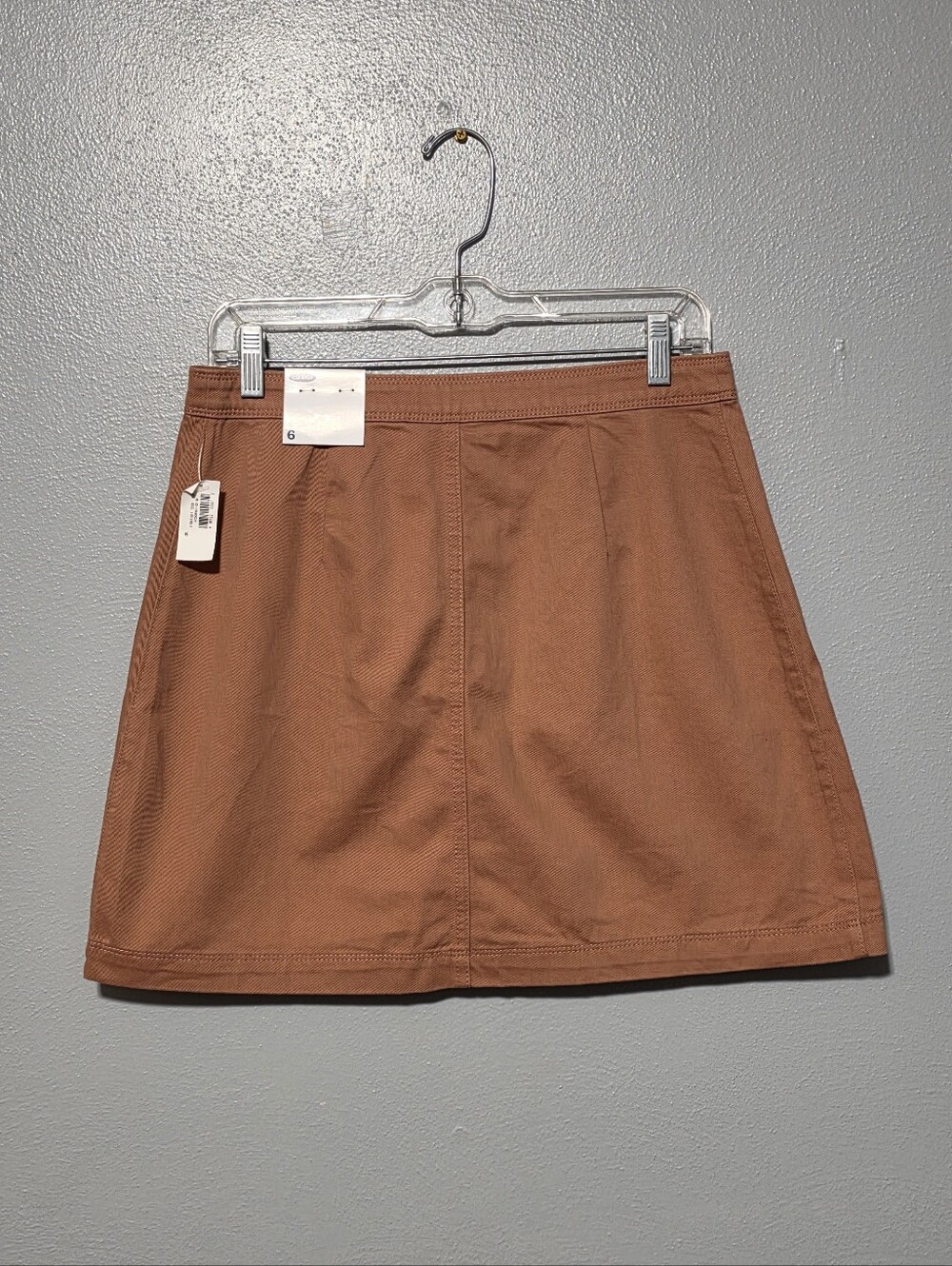 OLD NAVY Mini Skirt Womens Size 6 Tan Brown Button Front Cotton Utility Boho NWT - Picture 4 of 7